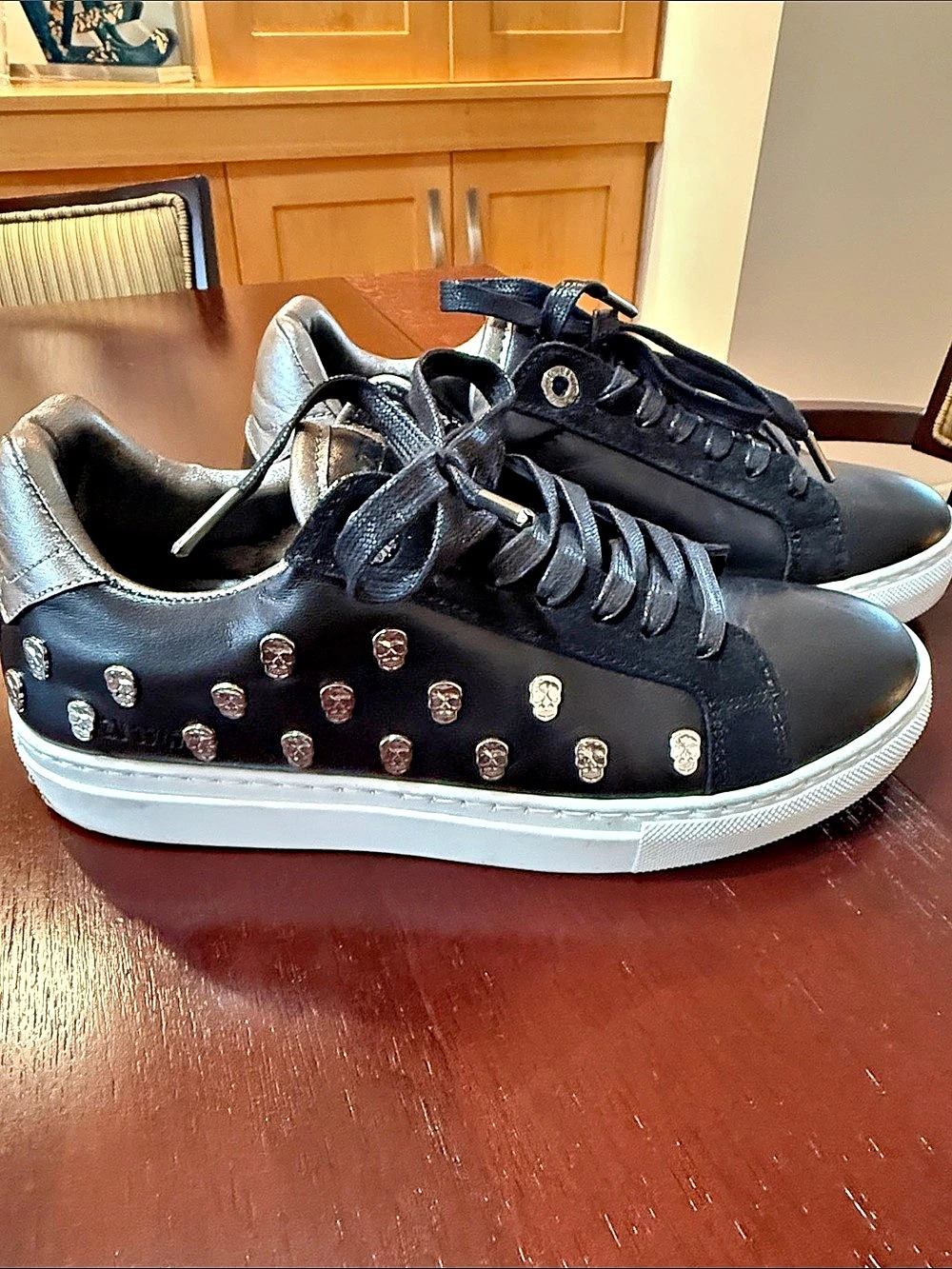 Zadig & Voltaire Embellished Black & Silver Sneakers EU 36